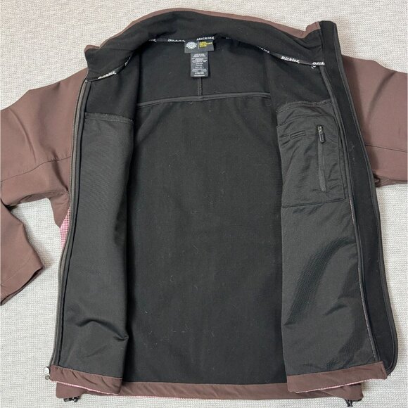 Dickies Full Zip Jacket Womens Size L Brown Pink Plaid Lined Long Sleeve Pockets - Picture 5 of 16